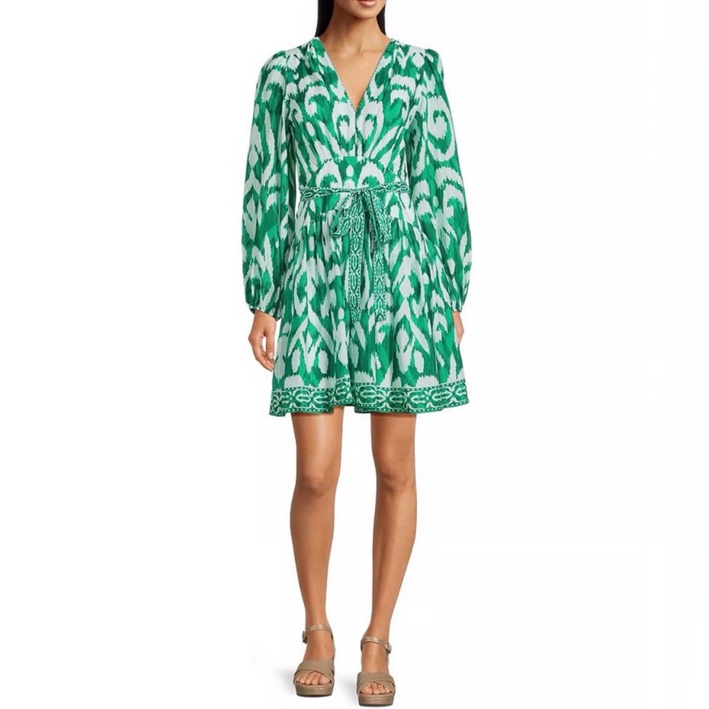 NWT Alex Marie‎ Renata Printed Long Sleeve Mini Dress Tropical Getaway Size 16